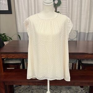 DR2 Women's Ivory Swiss Dot Cap Sleeve Blouse